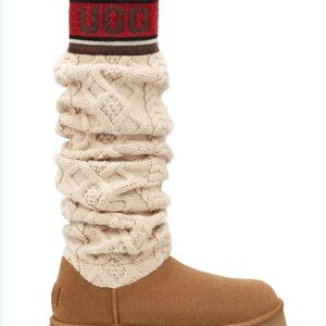 UGG Brown Boot with Cream Knit Cuff